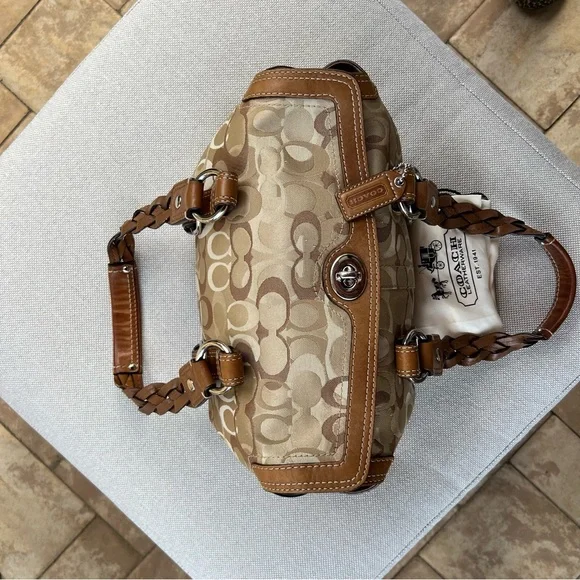 Coach Signature Brown and Tan Handbag - Picture 5 of 9